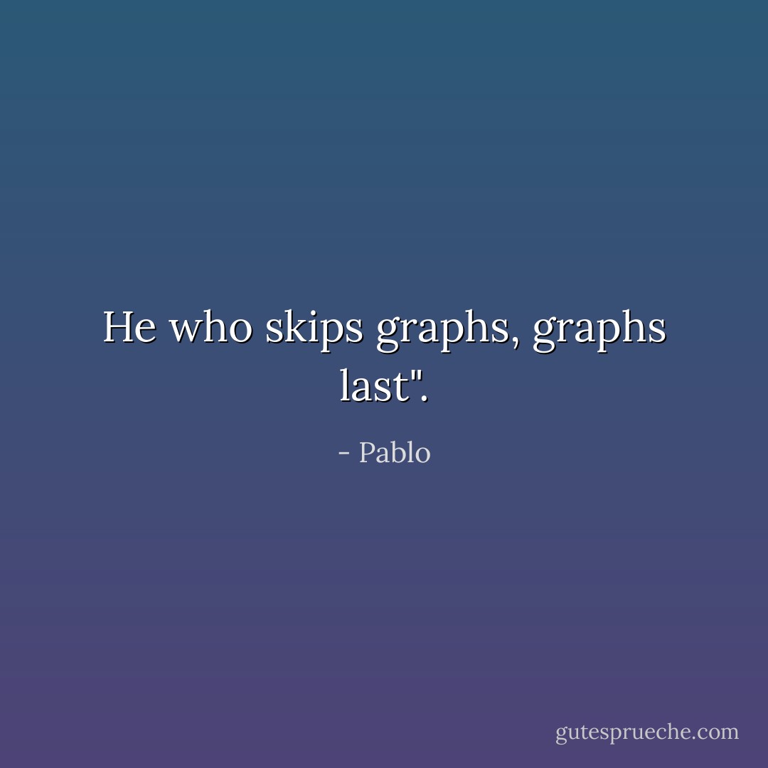 He who skips graphs, graphs last". - Pablo