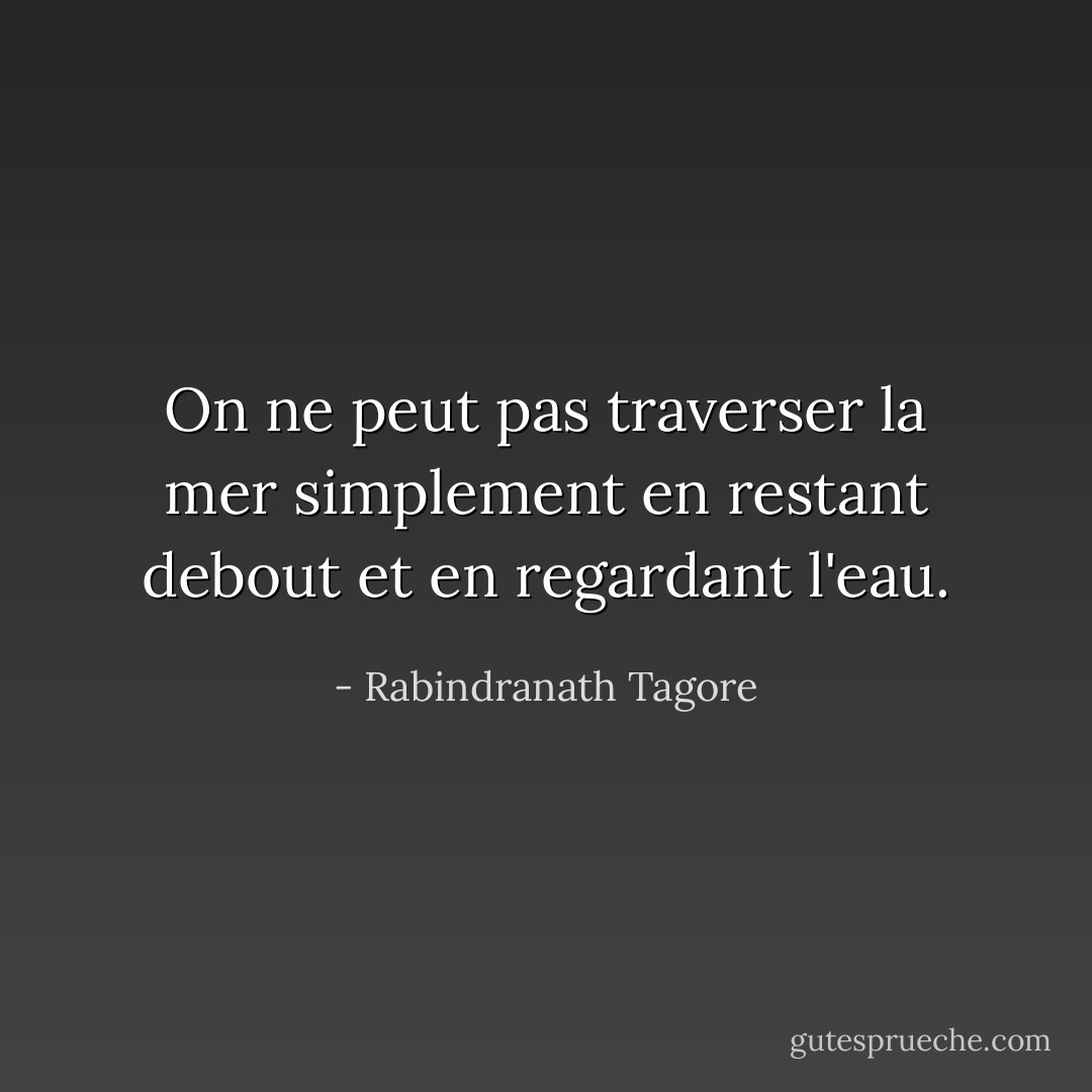 On ne peut pas traverser la mer simplement en restant debout et en regardant l'eau. - Rabindranath Tagore