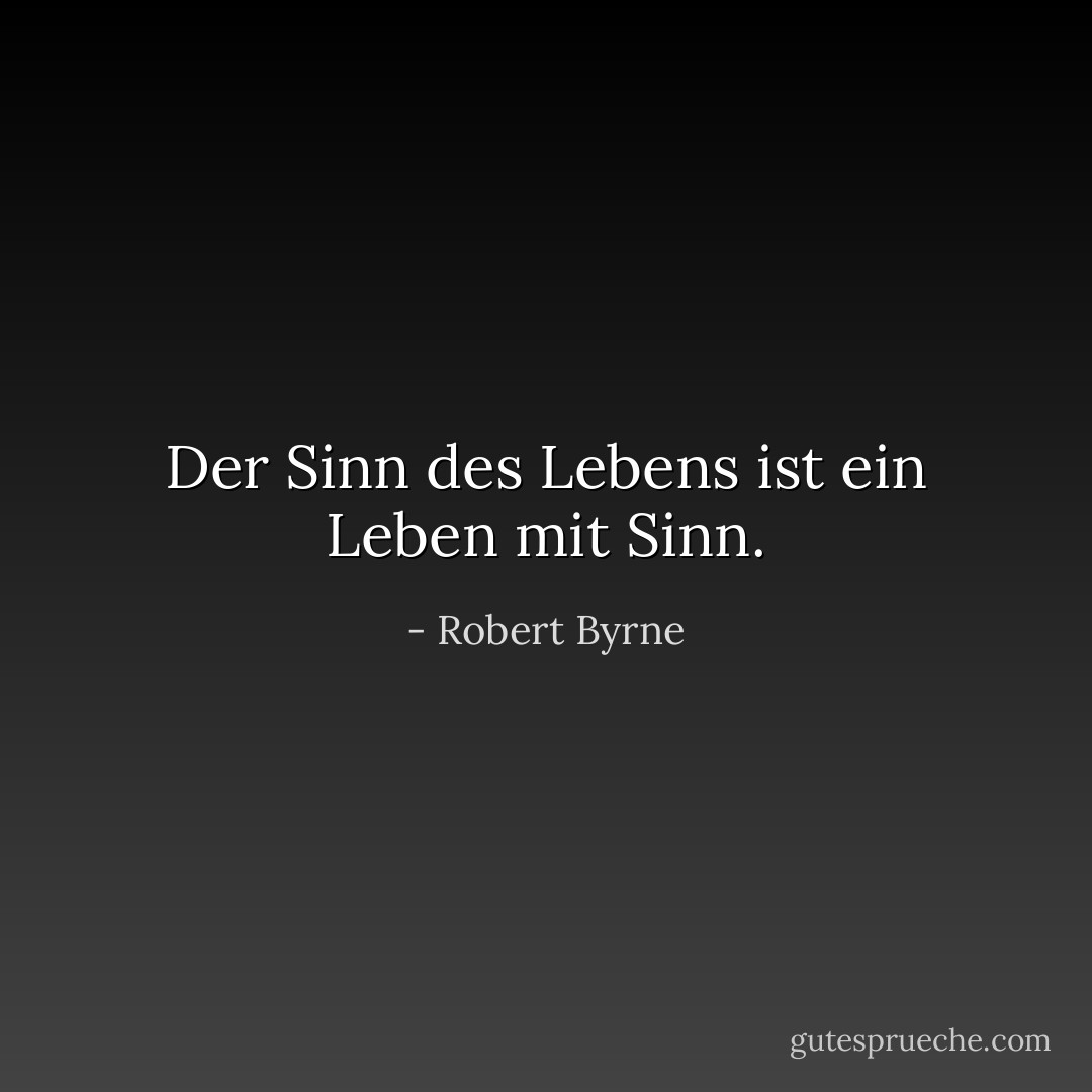 Der Sinn des Lebens ist ein Leben mit Sinn. - Robert Byrne<
