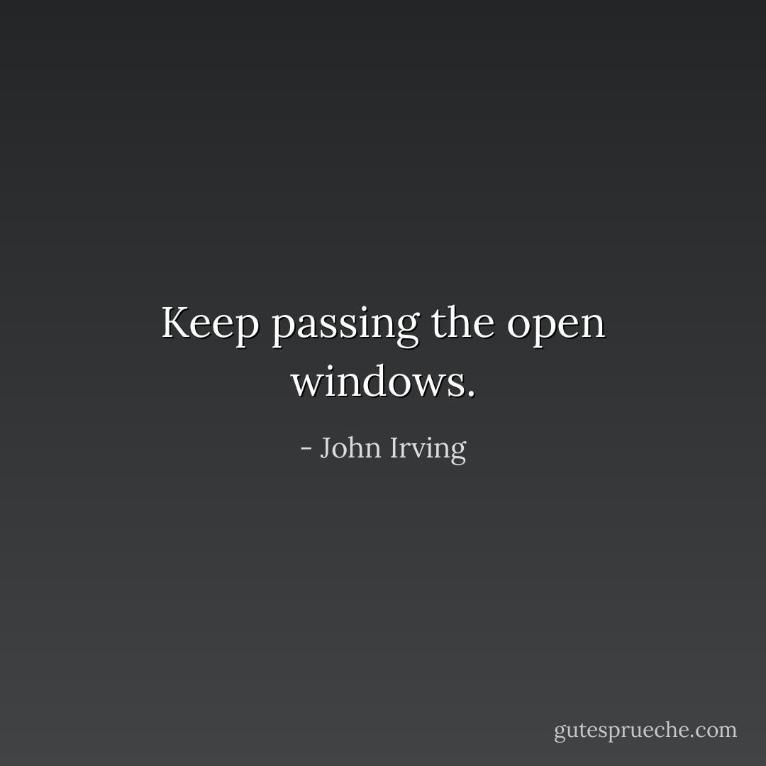 Keep passing the open windows. - John Irving