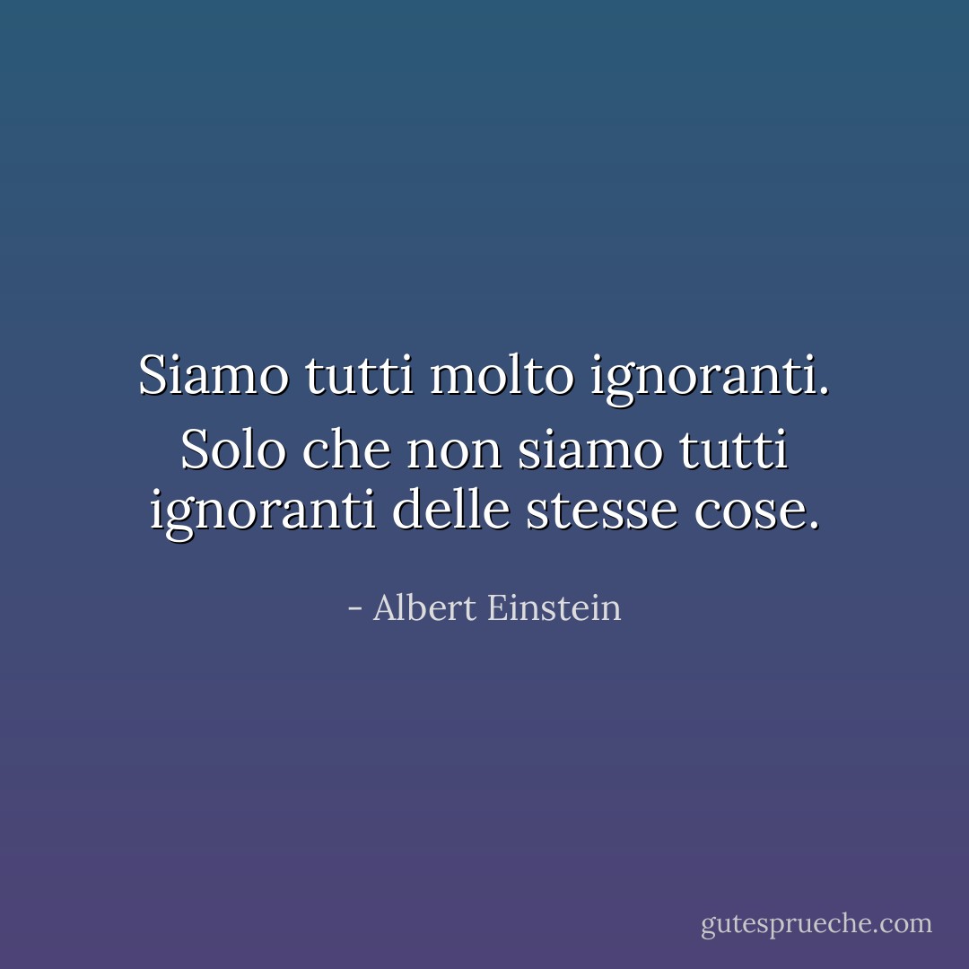 Siamo tutti molto ignoranti. Solo che non siamo tutti ignoranti delle stesse cose. - Albert Einstein