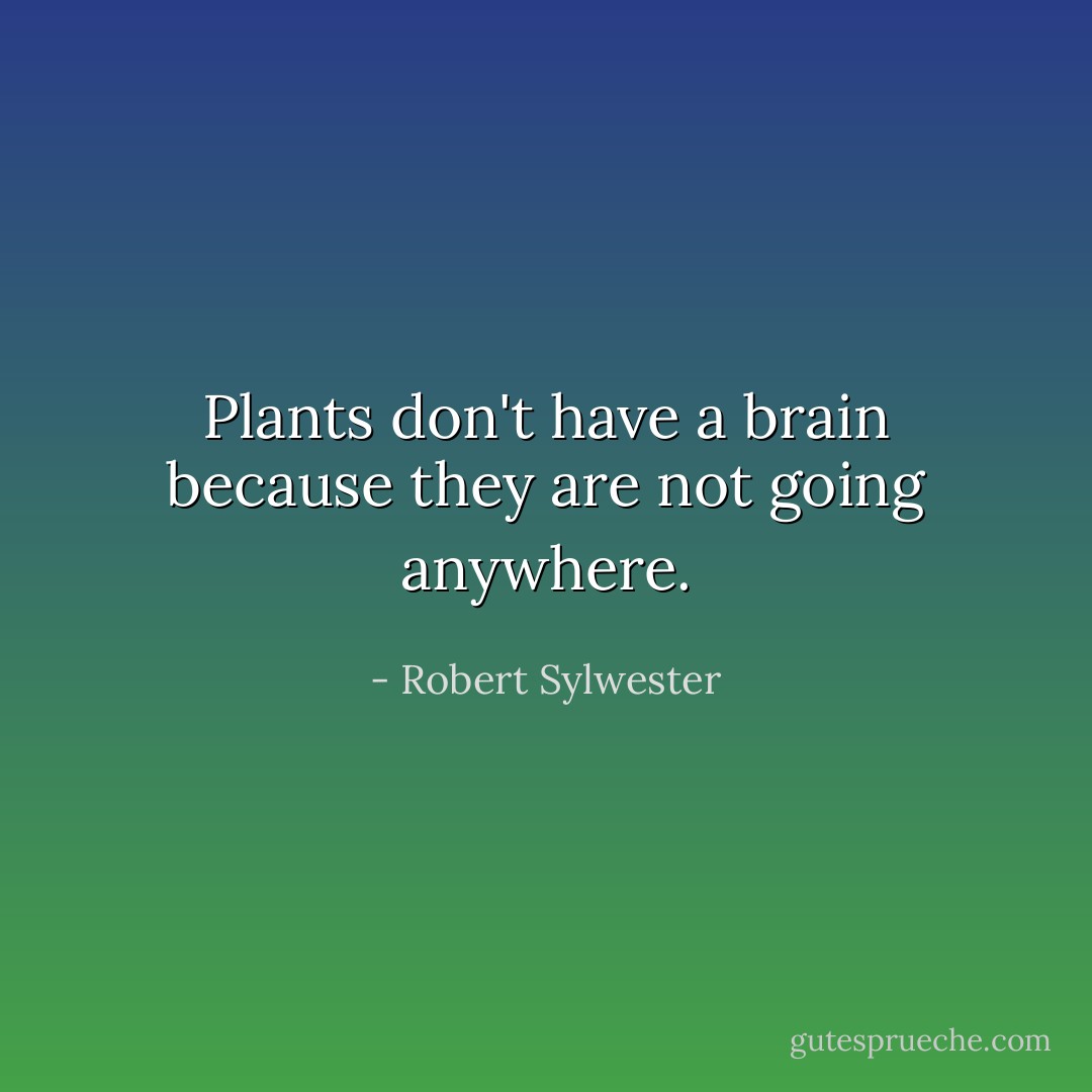 Plants don't have a brain because they are not going anywhere. - Robert Sylwester