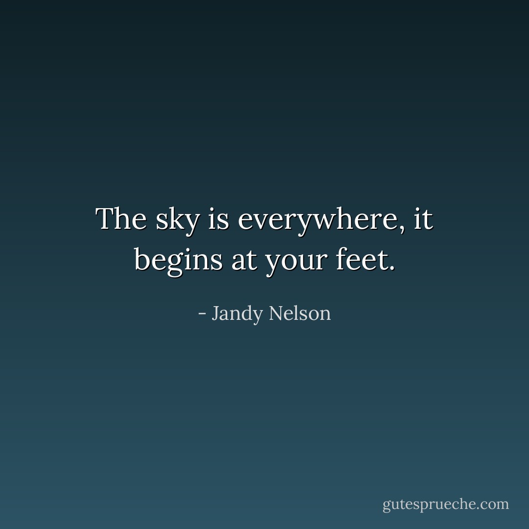 The sky is everywhere, it begins at your feet. - Jandy Nelson