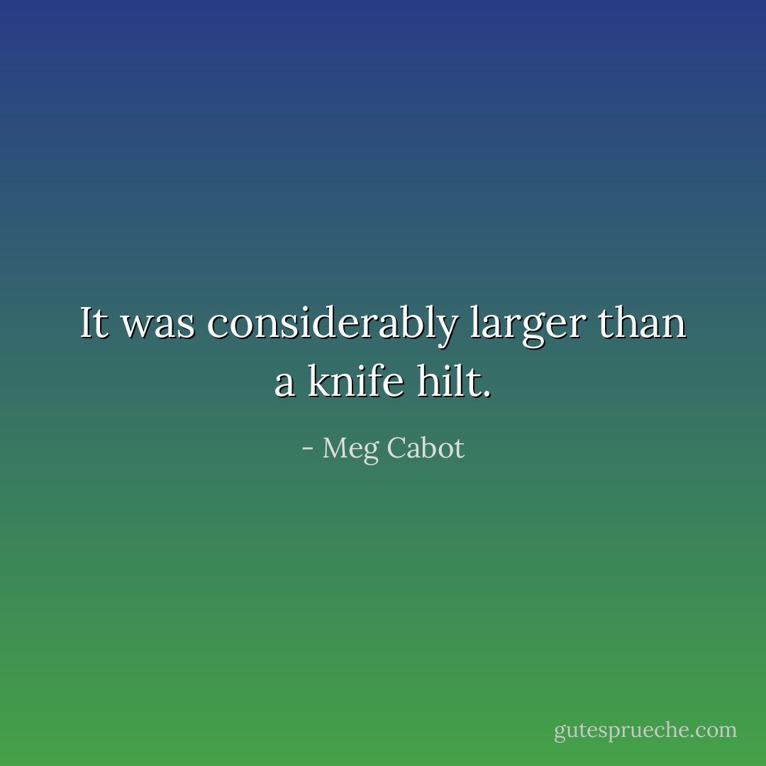 It was considerably larger than a knife hilt. - Meg Cabot