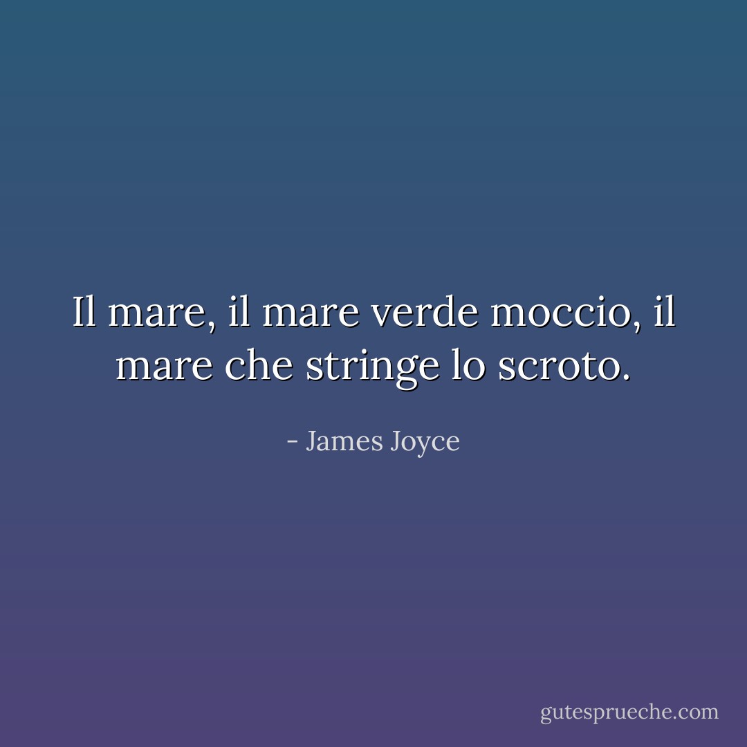 Il mare, il mare verde moccio, il mare che stringe lo scroto. - James Joyce