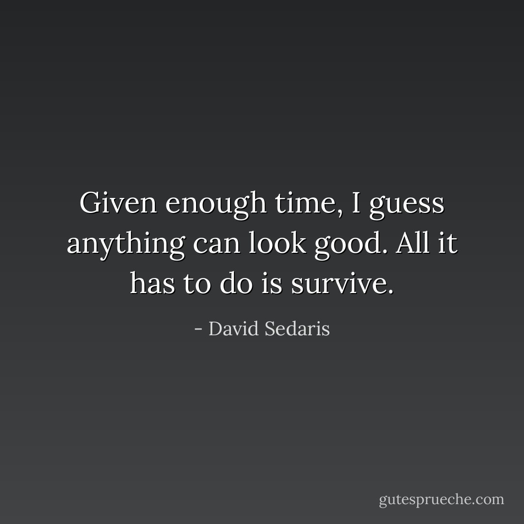 Given enough time, I guess anything can look good. All it has to do is survive. - David Sedaris