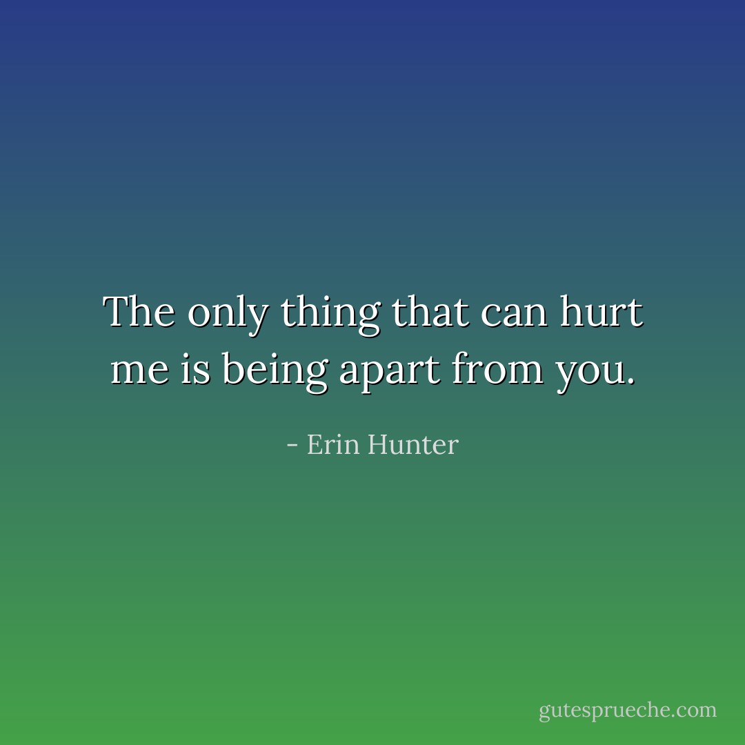 The only thing that can hurt me is being apart from you. - Erin Hunter