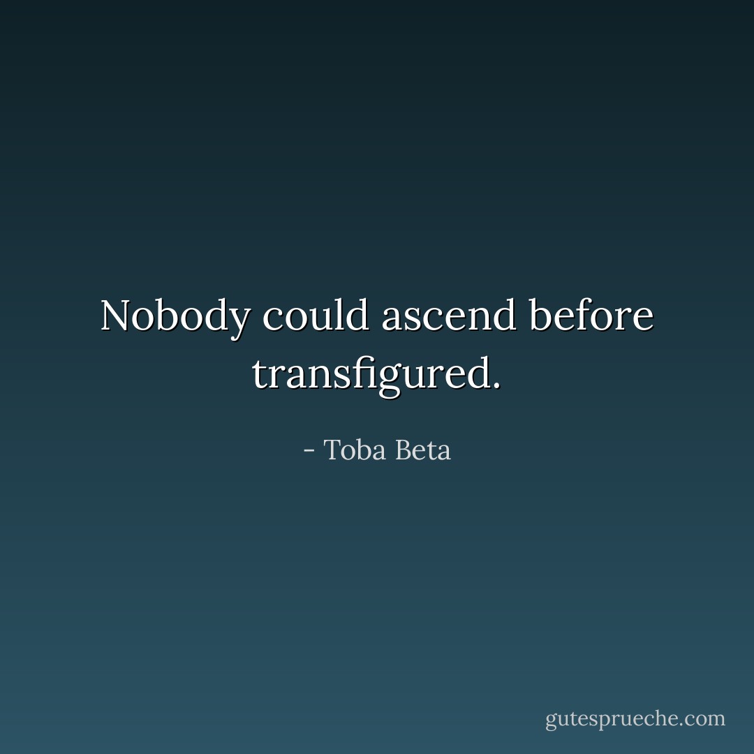 Nobody could ascend before transfigured. - Toba Beta