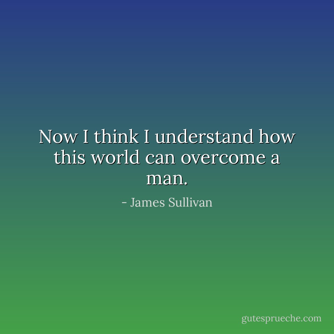 Now I think I understand how this world can overcome a man. - James Sullivan