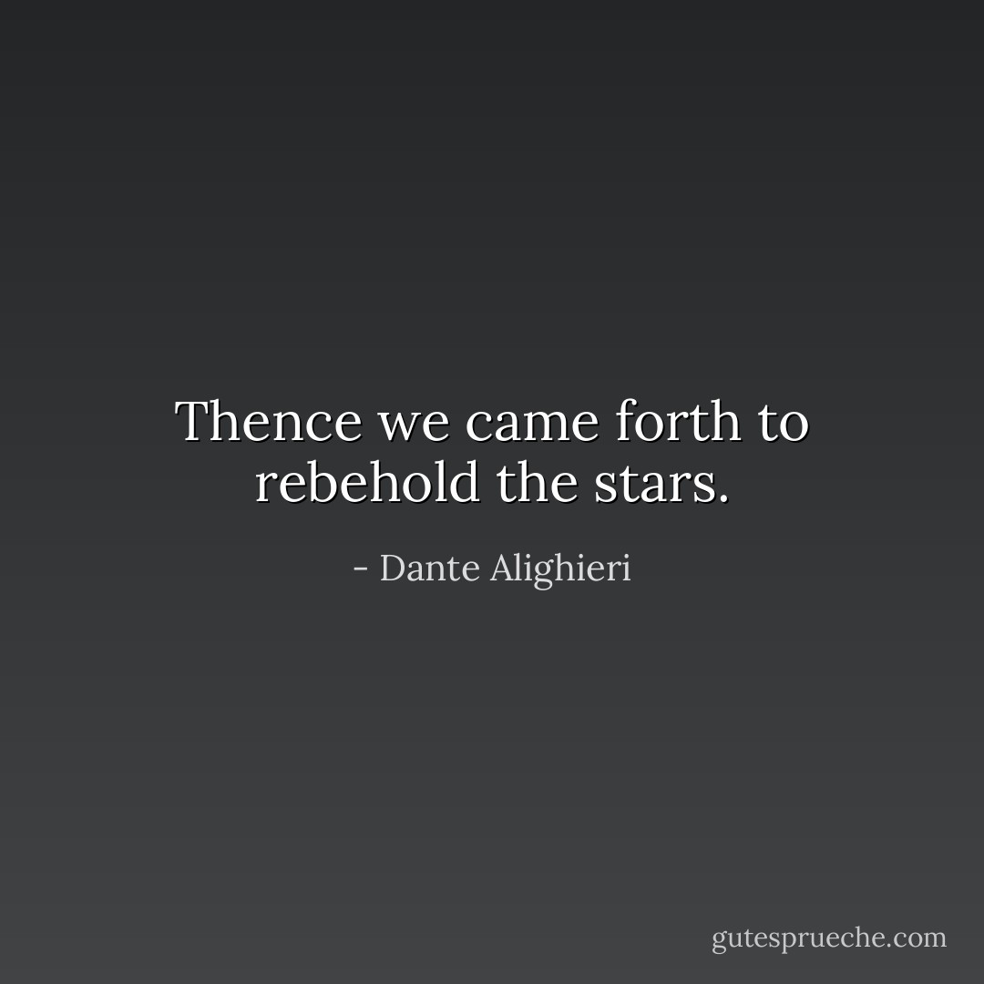 Thence we came forth to rebehold the stars. - Dante Alighieri