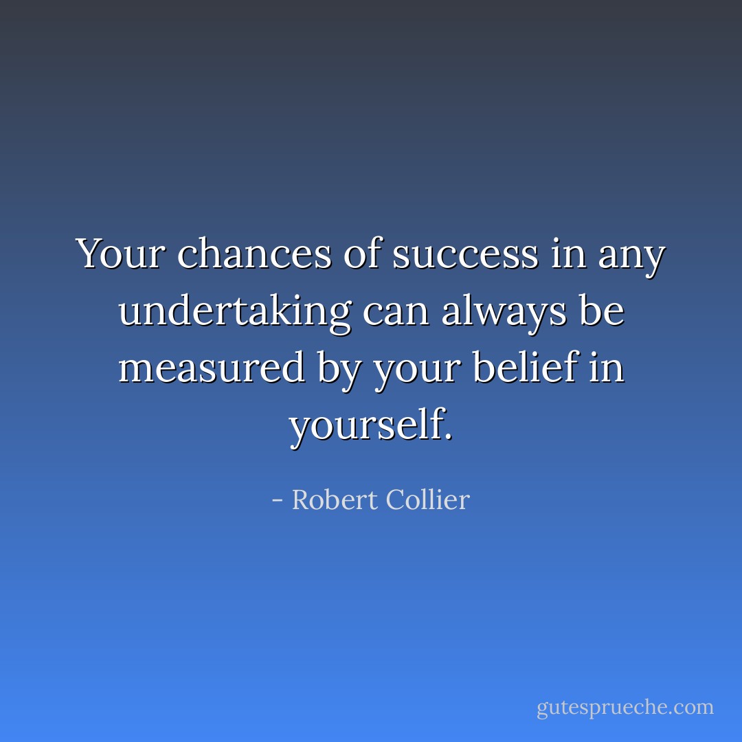 Your chances of success in any undertaking can always be measured by your belief in yourself. - Robert Collier