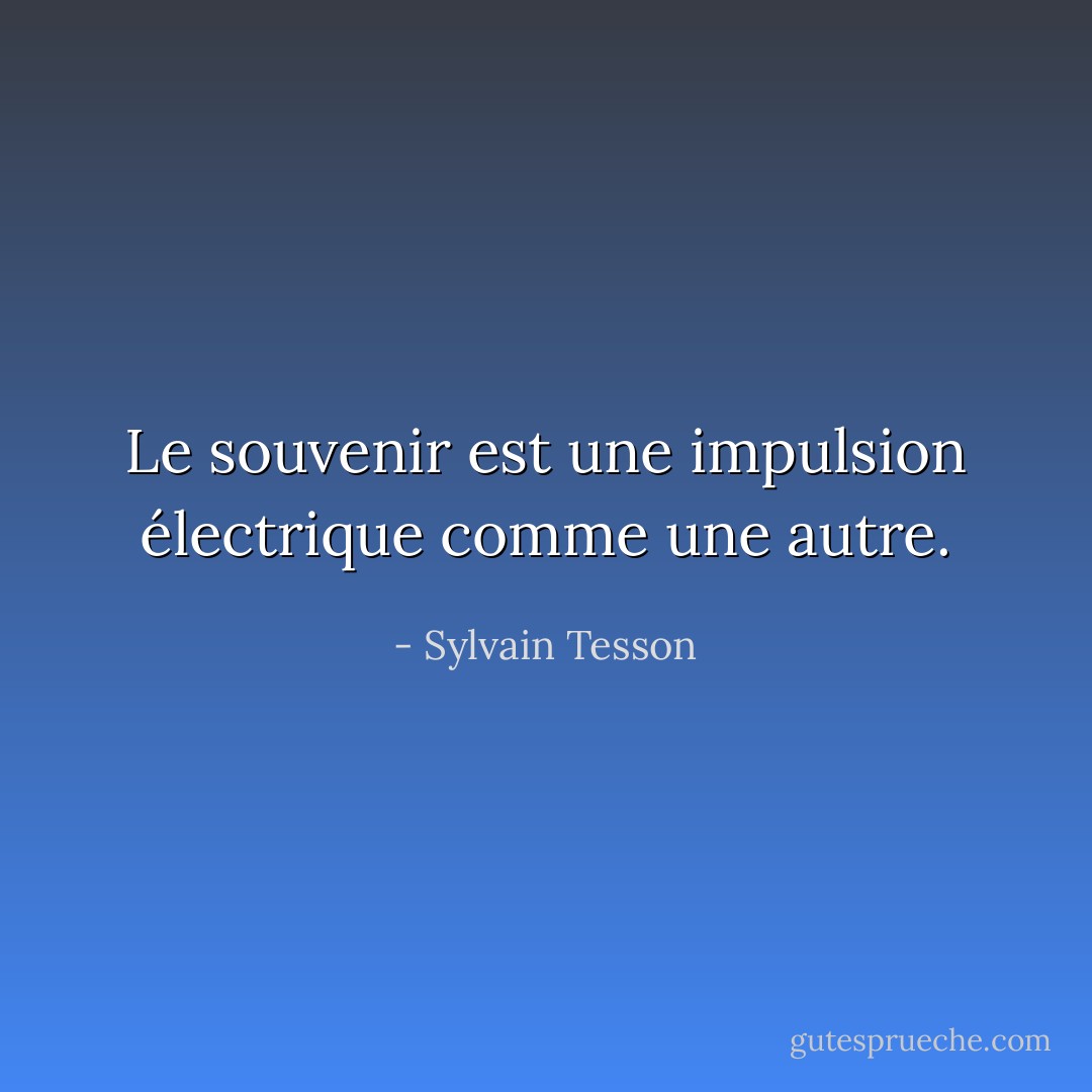 Le souvenir est une impulsion électrique comme une autre. - Sylvain Tesson