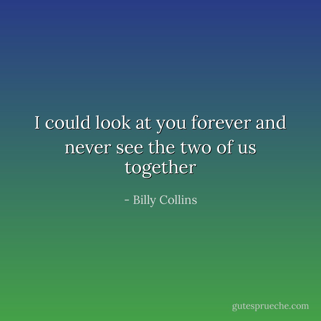 I could look at you forever and never see the two of us together - Billy Collins