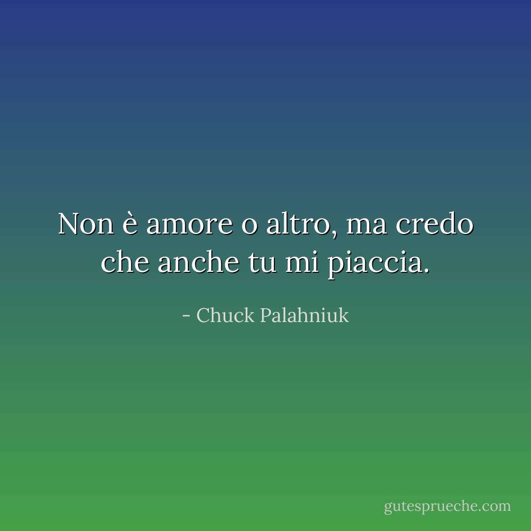 Non è amore o altro, ma credo che anche tu mi piaccia. - Chuck Palahniuk
