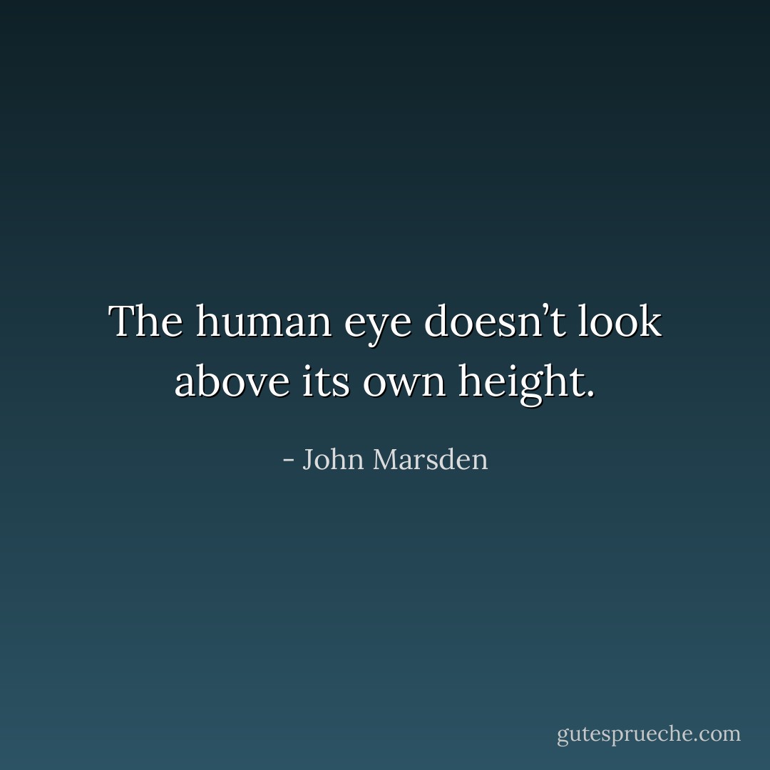 The human eye doesn’t look above its own height. - John Marsden