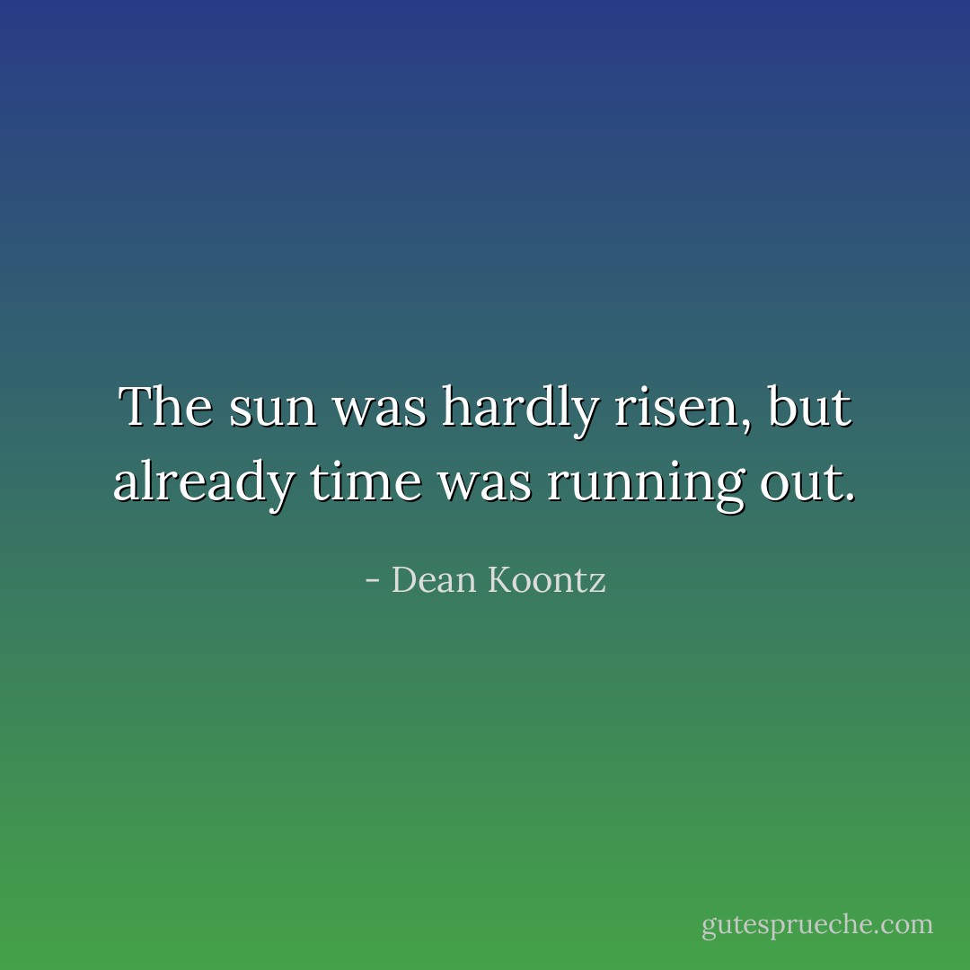 The sun was hardly risen, but already time was running out. - Dean Koontz