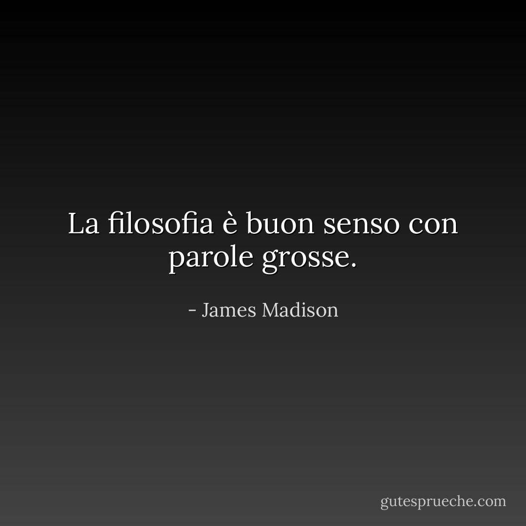 La filosofia è buon senso con parole grosse. - James Madison