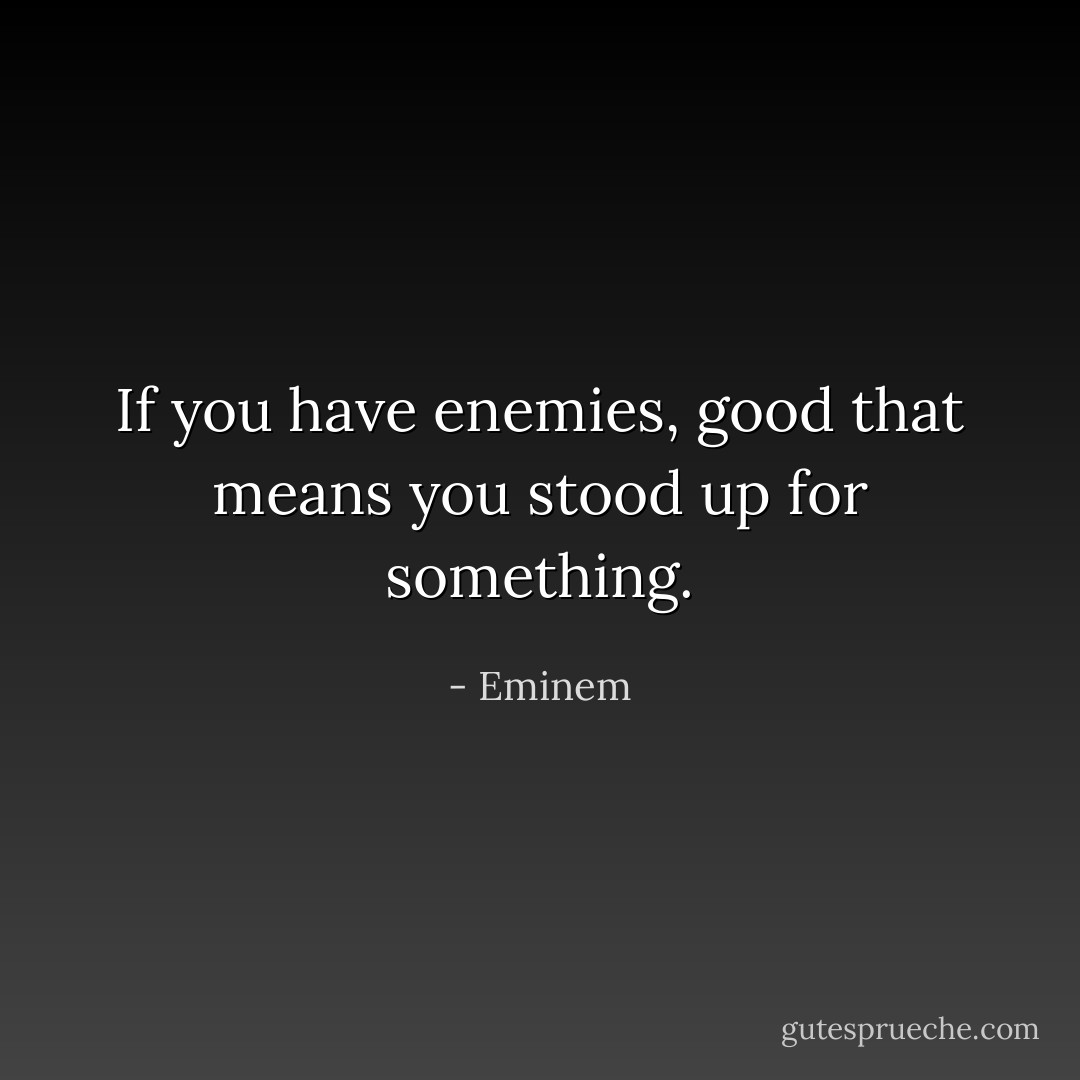 If you have enemies, good that means you stood up for something. - Eminem