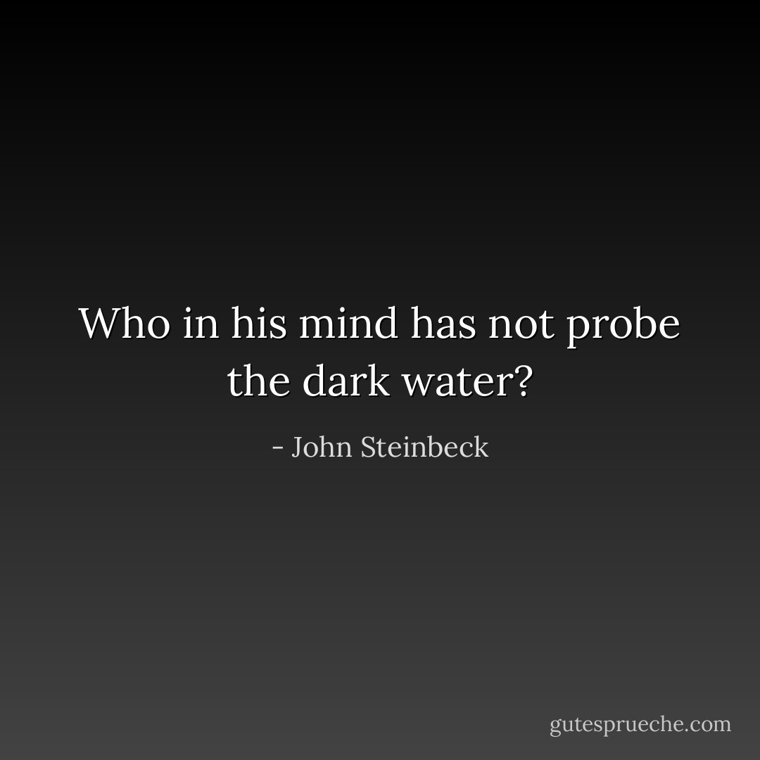 Who in his mind has not probe the dark water? - John Steinbeck