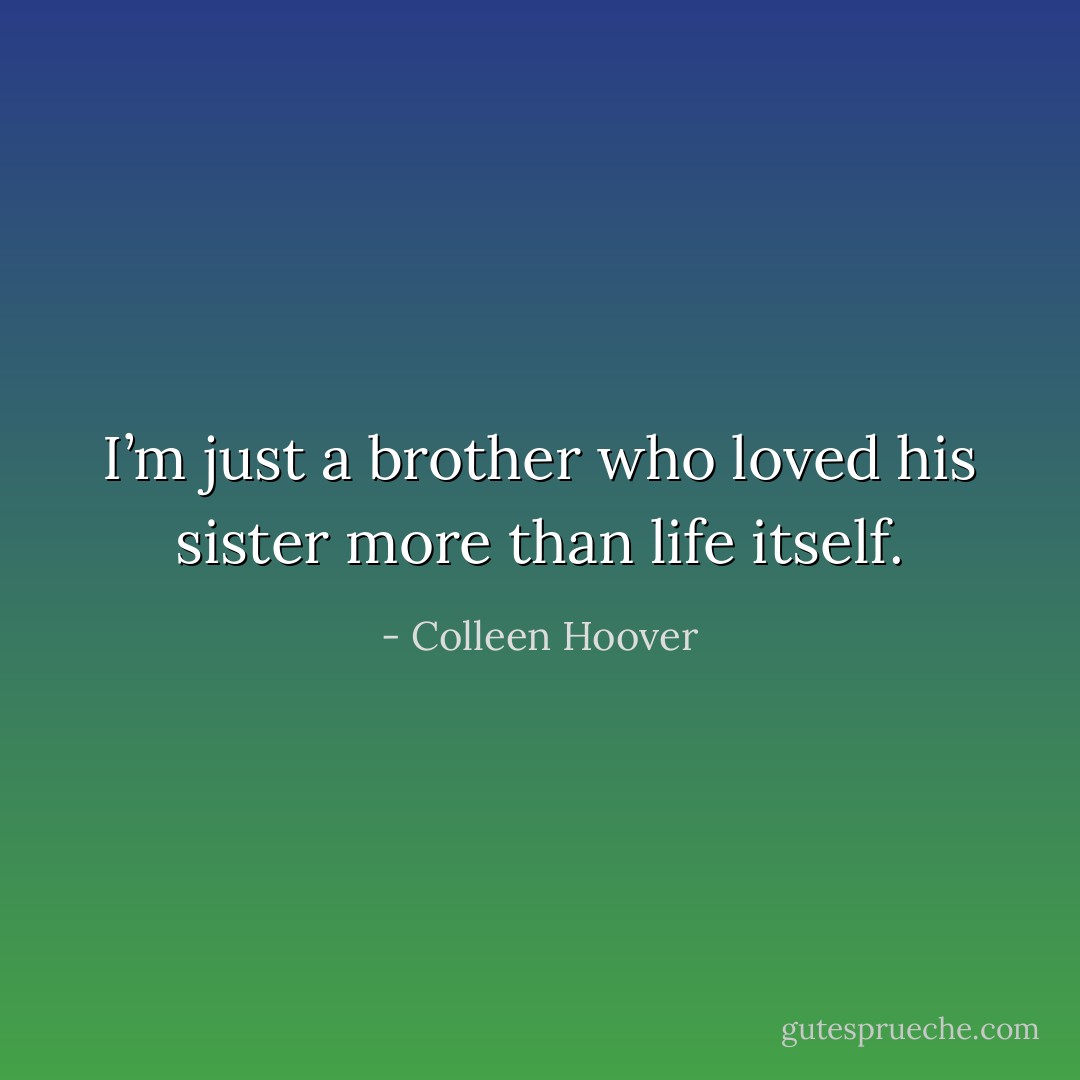 I’m just a brother who loved his sister more than life itself. - Colleen Hoover