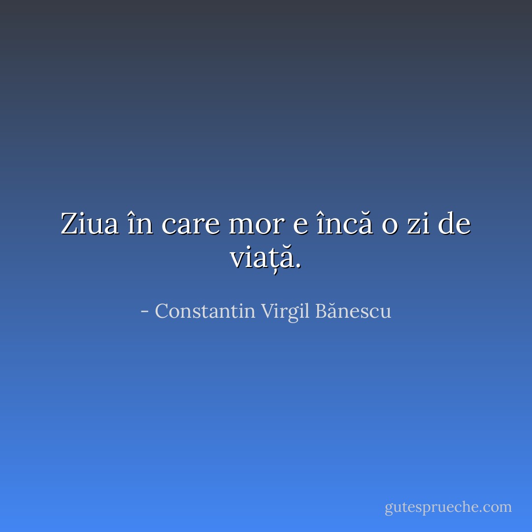 Ziua în care mor e încă o zi de viață. - Constantin Virgil Bănescu