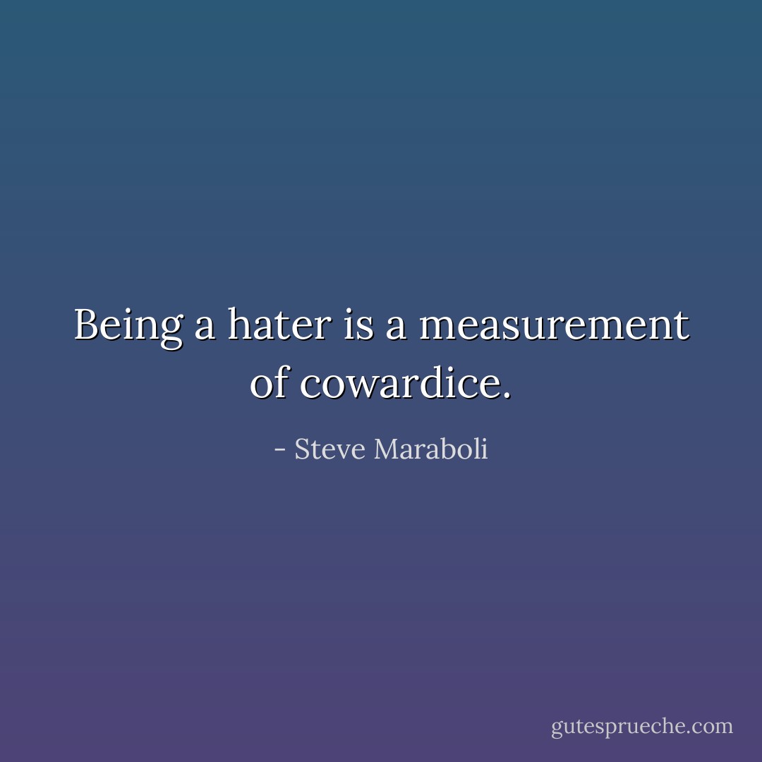 Being a hater is a measurement of cowardice. - Steve Maraboli