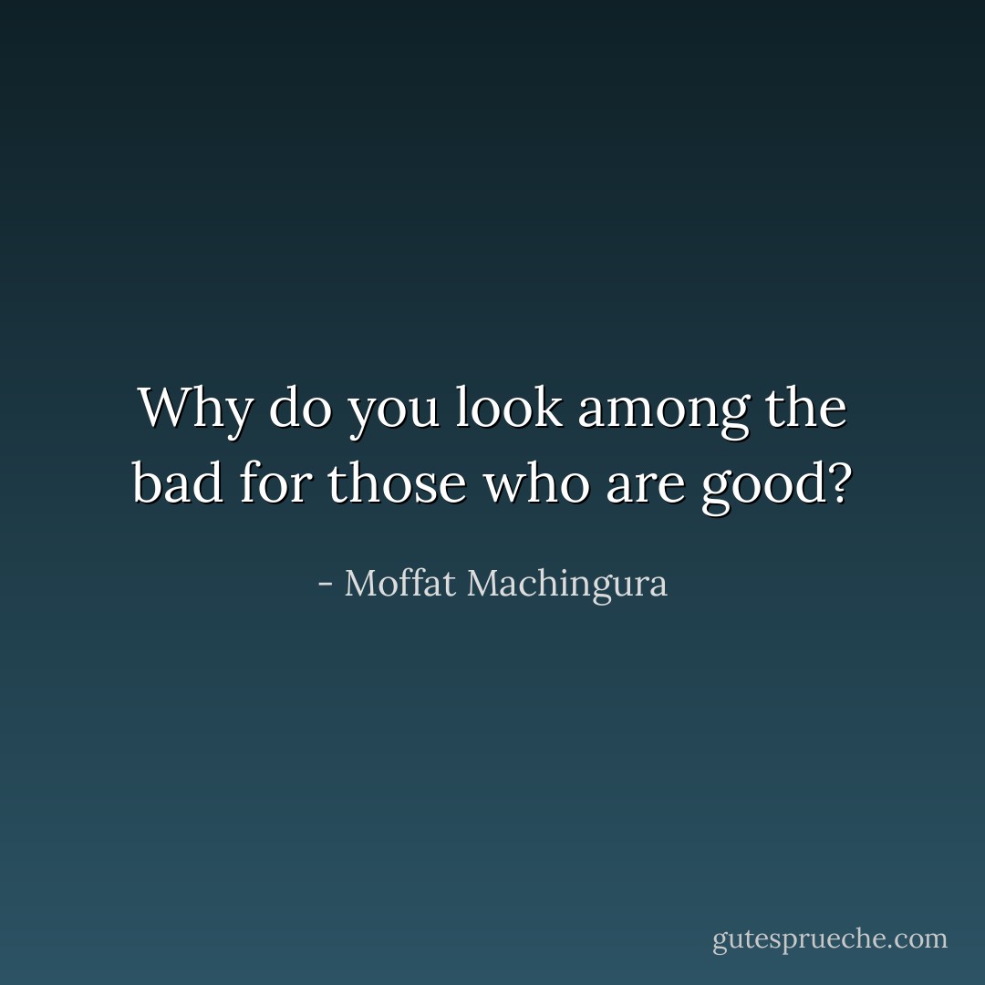 Why do you look among the bad for those who are good? - Moffat Machingura