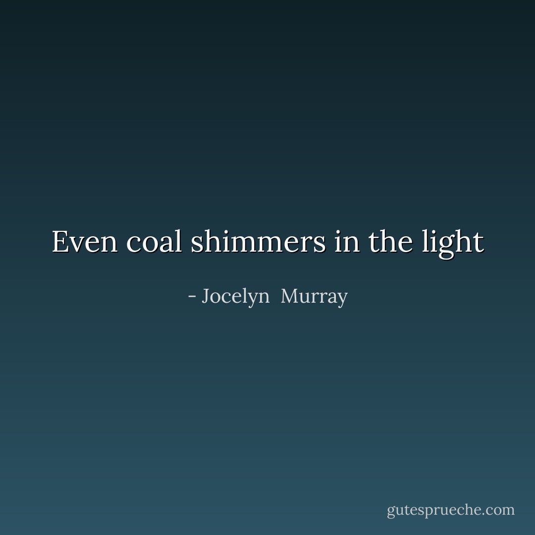 Even coal shimmers in the light - Jocelyn  Murray
