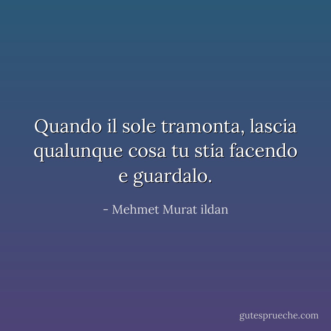 Quando il sole tramonta, lascia qualunque cosa tu stia facendo e guardalo. - Mehmet Murat ildan