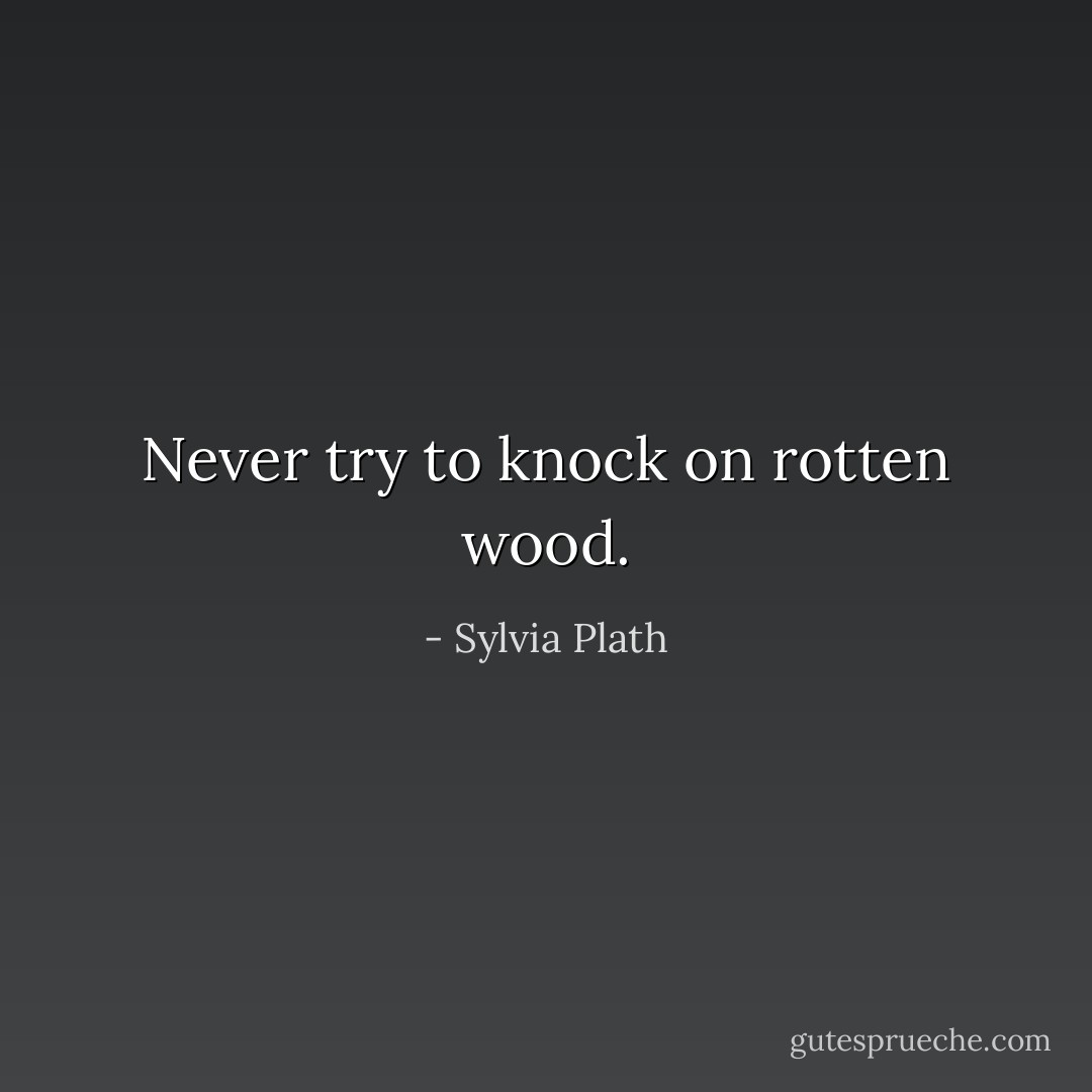 Never try to knock on rotten wood. - Sylvia Plath